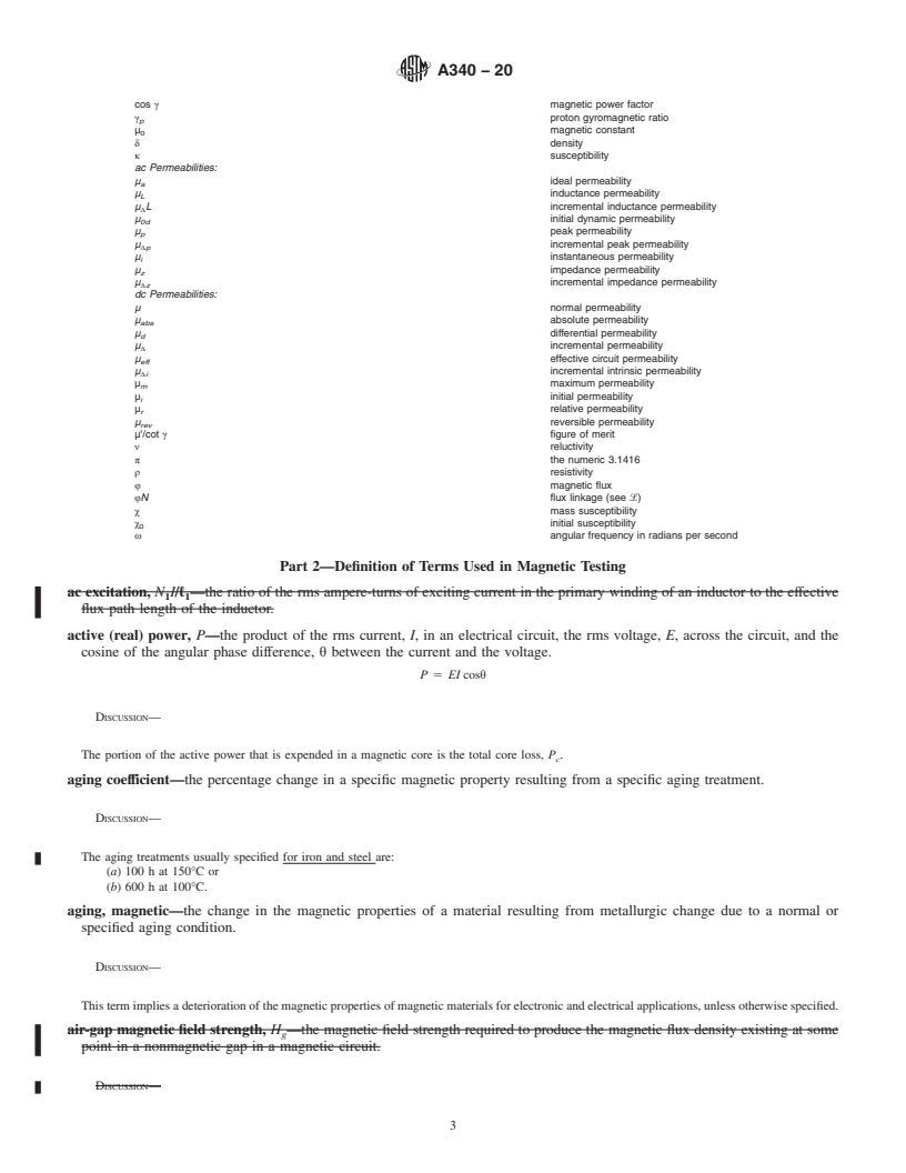 REDLINE ASTM A340-20 - Standard Terminology of Symbols and Definitions Relating to Magnetic Testing