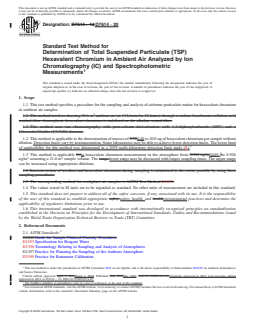 ASTM D7614-20 REDLINE ASTM D7614-20 - Standard Test Method for Determination of Total Suspended Particulate (TSP) Hexavalent Chromium in Ambient Air Analyzed by Ion Chromatography (IC) and Spectrophotometric Measurements - Page 1 preview