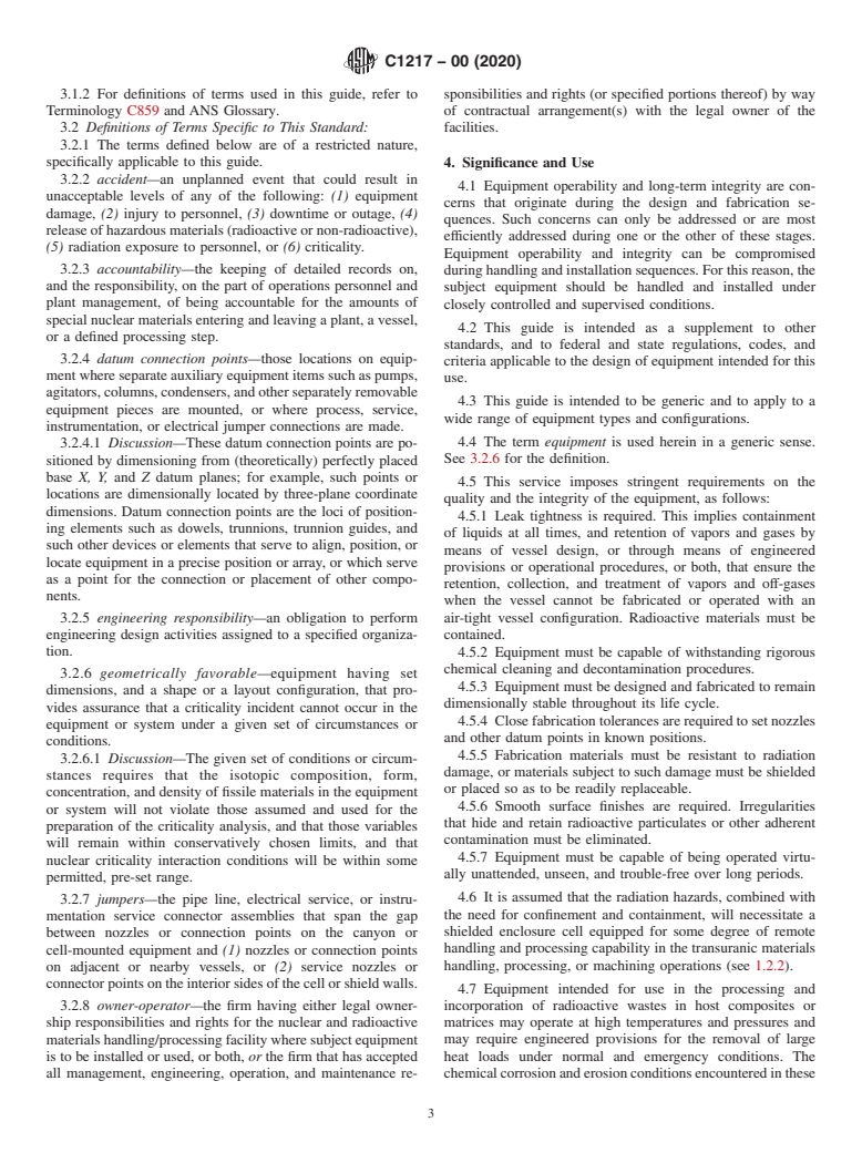 ASTM C1217-00(2020) - Standard Guide for  Design of Equipment for Processing Nuclear and Radioactive  Materials