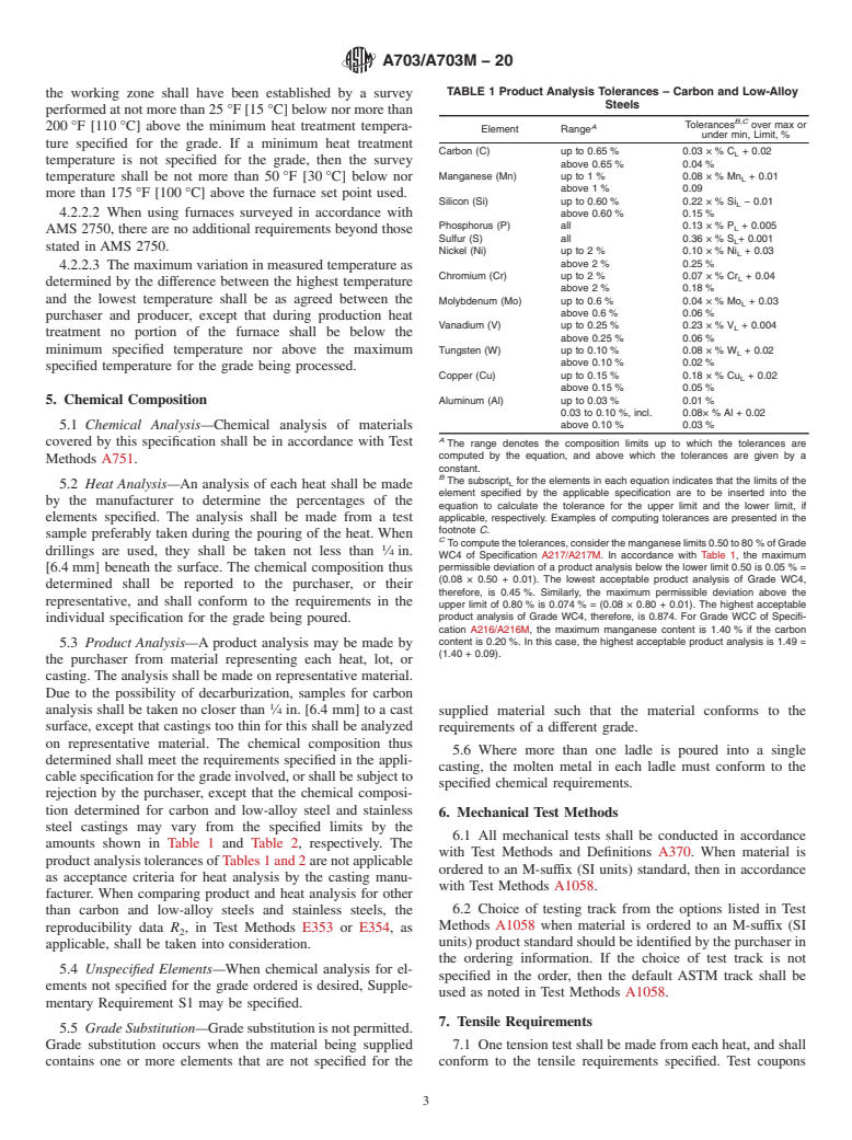 ASTM A703/A703M-20 - Standard Specification for Steel Castings, General Requirements, for Pressure-Containing  Parts