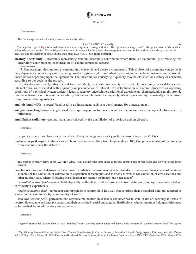 REDLINE ASTM E170-20 - Standard Terminology Relating to  Radiation Measurements and Dosimetry