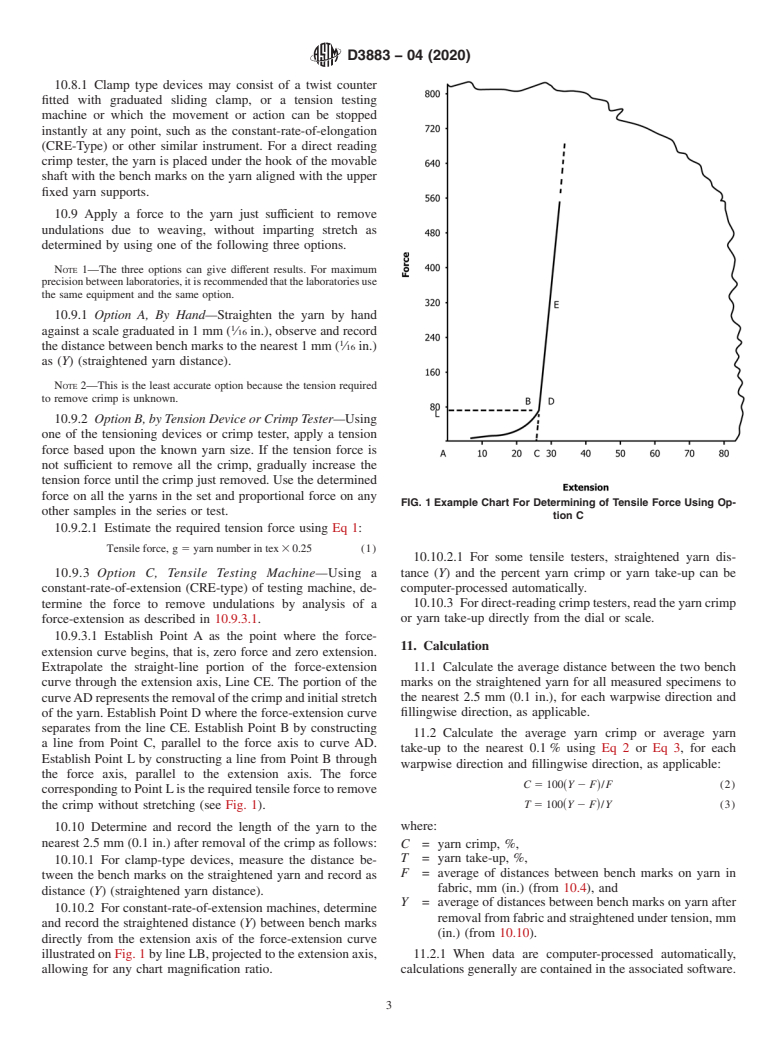 ASTM D3883-04(2020) - Standard Test Method for  Yarn Crimp and Yarn Take-up in Woven Fabrics