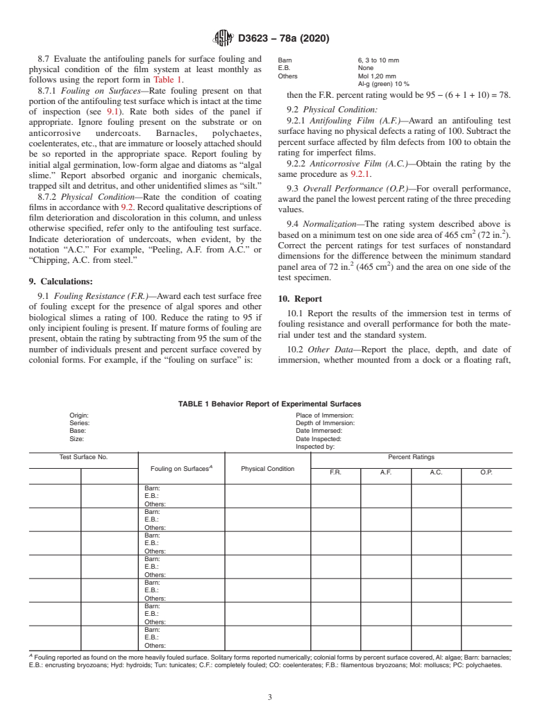 ASTM D3623-78a(2020) - Standard Test Method for Testing Antifouling Panels in Shallow Submergence