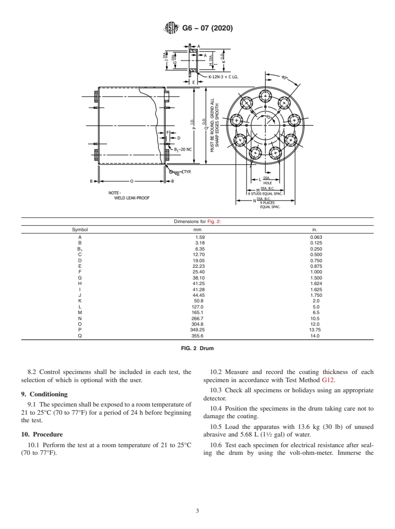 ASTM G6-07(2020) - Standard Test Method for Abrasion Resistance of Pipeline Coatings