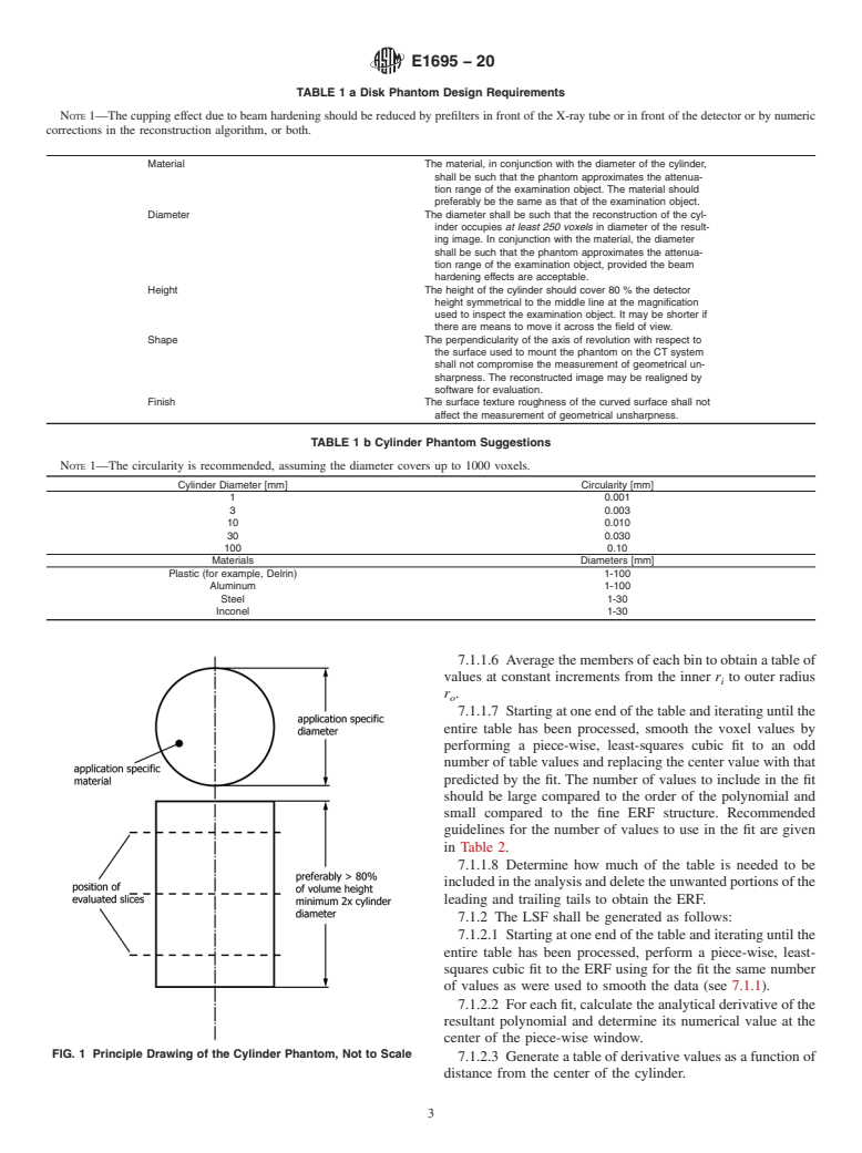 ASTM E1695-20 - Standard Test Method for  Measurement of Computed Tomography (CT) System Performance