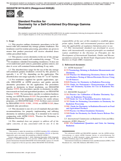 ASTM ISO/ASTM52116-13(2020) ASTM ISO/ASTM52116-13(2020) - Standard Practice for Dosimetry for a Self-Contained Dry-Storage Gamma Irradiator - Page 1 preview