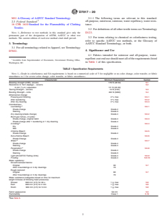 ASTM D7017-20 ASTM D7017-20 - Standard Performance Specification for Water-Resistant Rainwear and All-Purpose, Water-Repellent Coat Fabrics - Page 2 preview