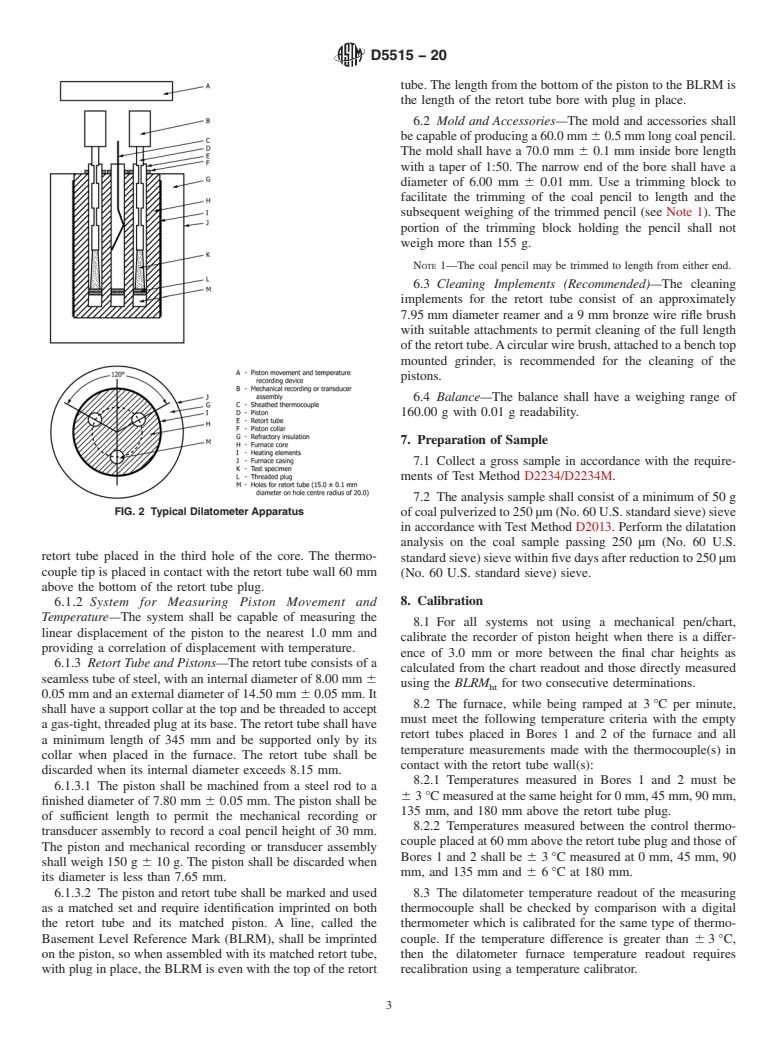 ASTM D5515-20 - Standard Test Method for  Determination of the Swelling Properties of Bituminous Coal  Using a Dilatometer