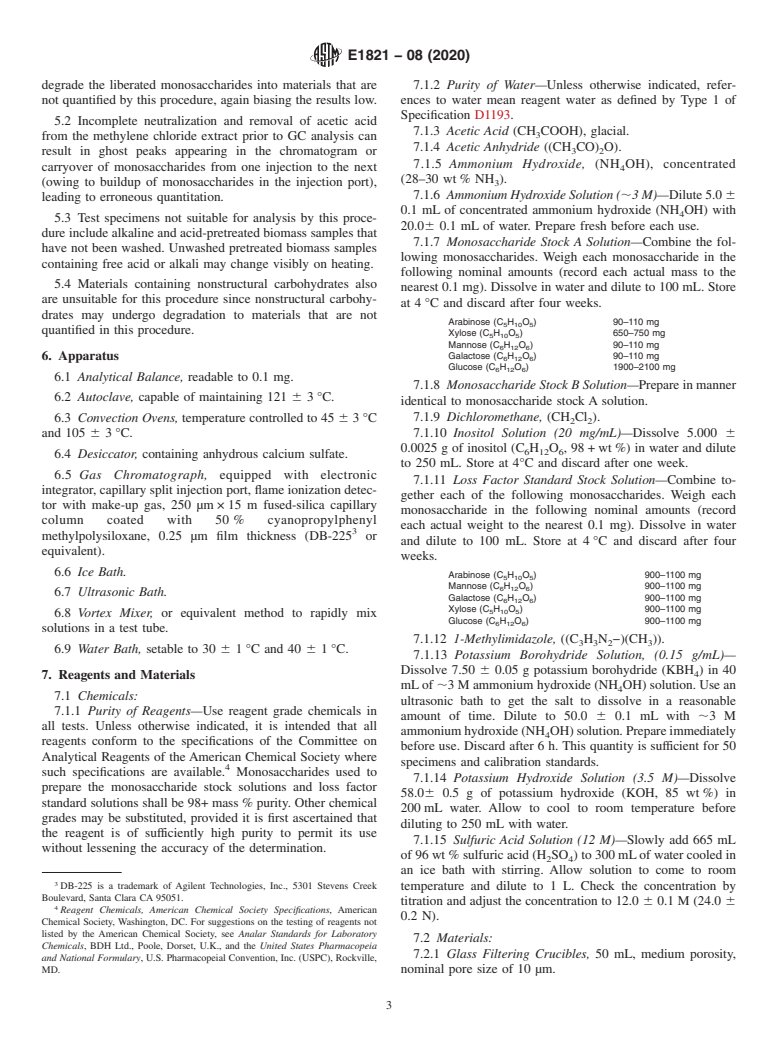 ASTM E1821-08(2020) - Standard Test Method for  Determination of Carbohydrates in Biomass by Gas Chromatography