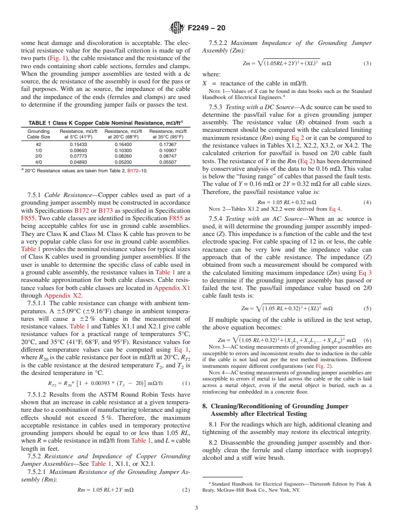 ASTM F2249-20 - Standard Specification for  In-Service Test Methods for Temporary Grounding Jumper Assemblies  Used on De-Energized Electric Power Lines and Equipment