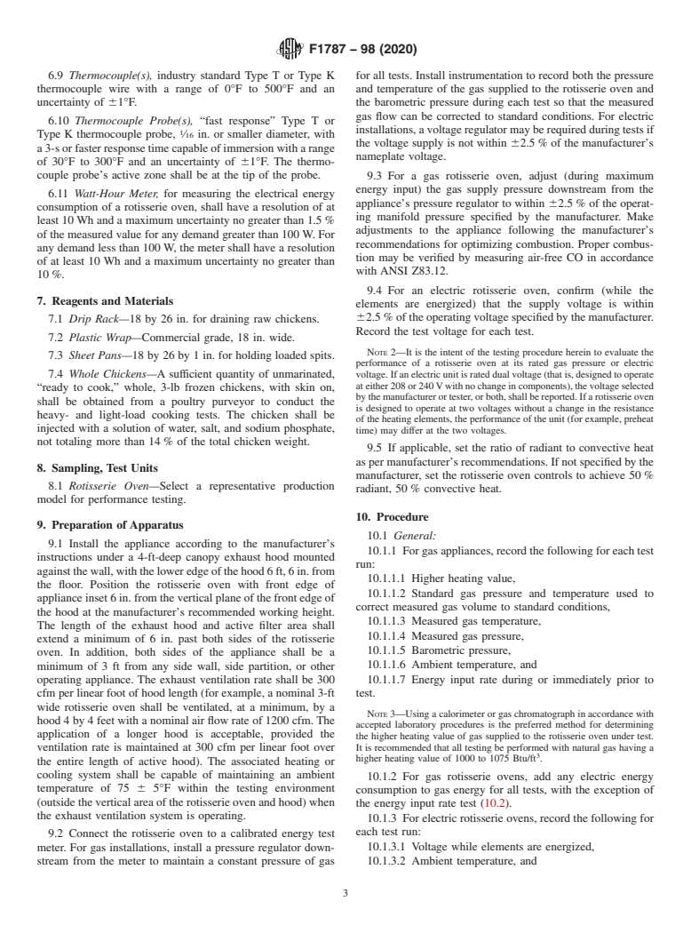 ASTM F1787-98(2020) - Standard Test Method for  Performance of Rotisserie Ovens