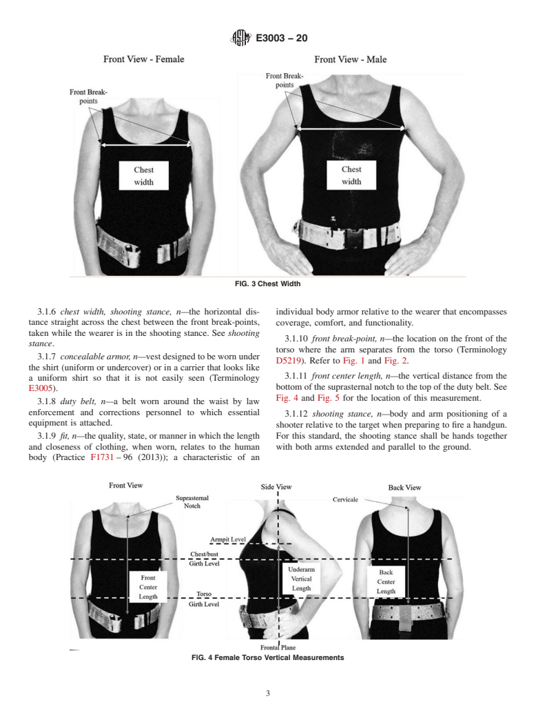 ASTM E3003-20 - Standard Practice for Body Armor Wearer Measurement and Fitting of Armor
