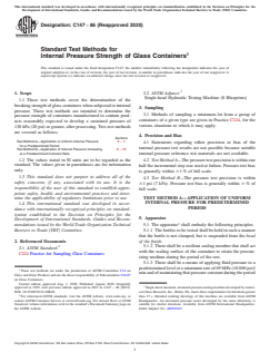 ASTM C147-86(2020) - Standard Test Methods for  Internal Pressure Strength of Glass Containers