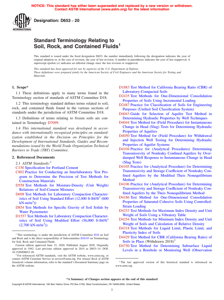 ASTM D653-20 - Standard Terminology Relating to  Soil, Rock, and Contained Fluids