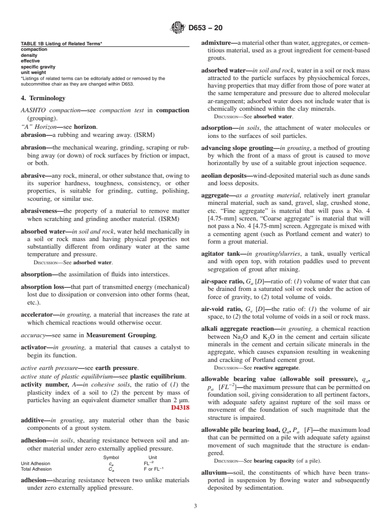 ASTM D653-20 - Standard Terminology Relating to  Soil, Rock, and Contained Fluids