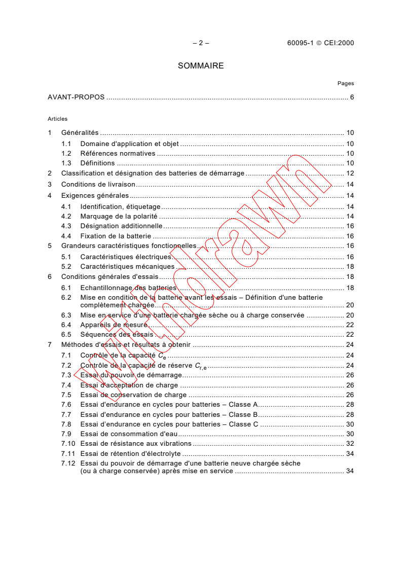IEC 60095-1:2000 IEC 60095-1:2000 - Batteries d'accumulateurs de démarrage au plomb - Partie 1: Prescriptions générales et méthodes d'essais
Released:12/21/2000 - Page 4 preview