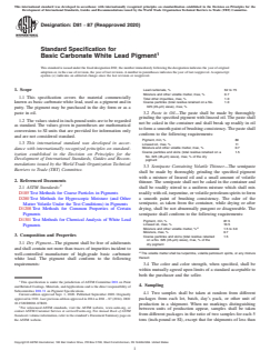 ASTM D81-87(2020) ASTM D81-87(2020) - Standard Specification for Basic Carbonate White Lead Pigment - Page 1 preview