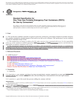 REDLINE ASTM F2874-20 - Standard Specification for  One Time Use Portable Emergency Fuel Containers (PEFC) for  Use by Consumers