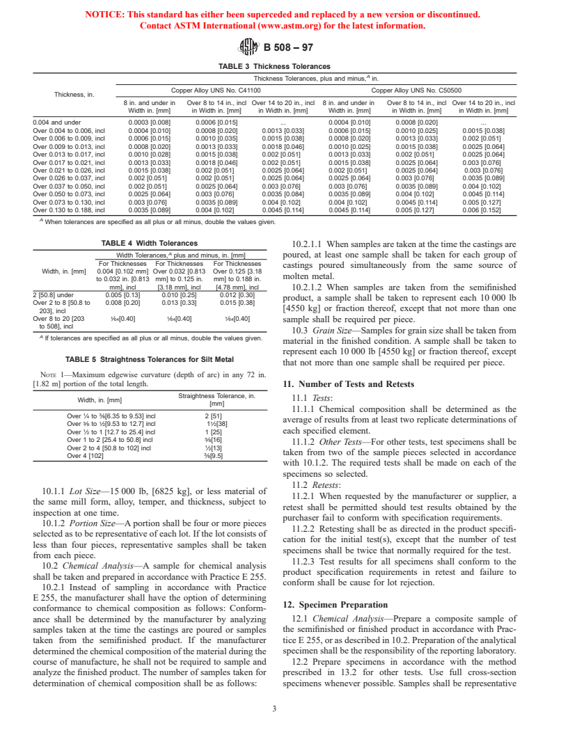 ASTM B508-97 - Standard Specification for Copper Alloy Strip for Flexible Metal Hose