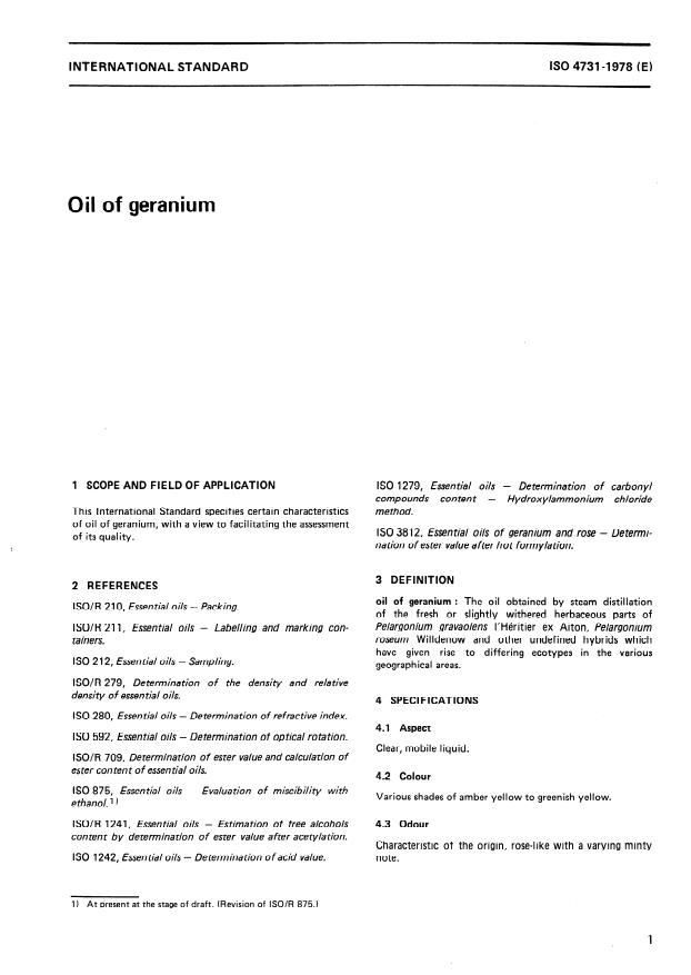 ISO 4731:1978 - Oil of geranium