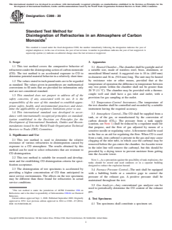 ASTM C288-20 ASTM C288-20 - Standard Test Method for Disintegration of Refractories in an Atmosphere of Carbon Monoxide - Page 1 preview