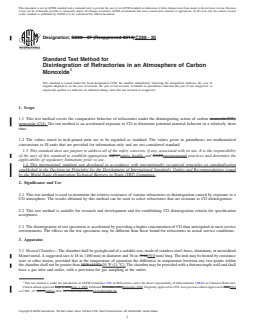 ASTM C288-20 REDLINE ASTM C288-20 - Standard Test Method for Disintegration of Refractories in an Atmosphere of Carbon Monoxide - Page 1 preview