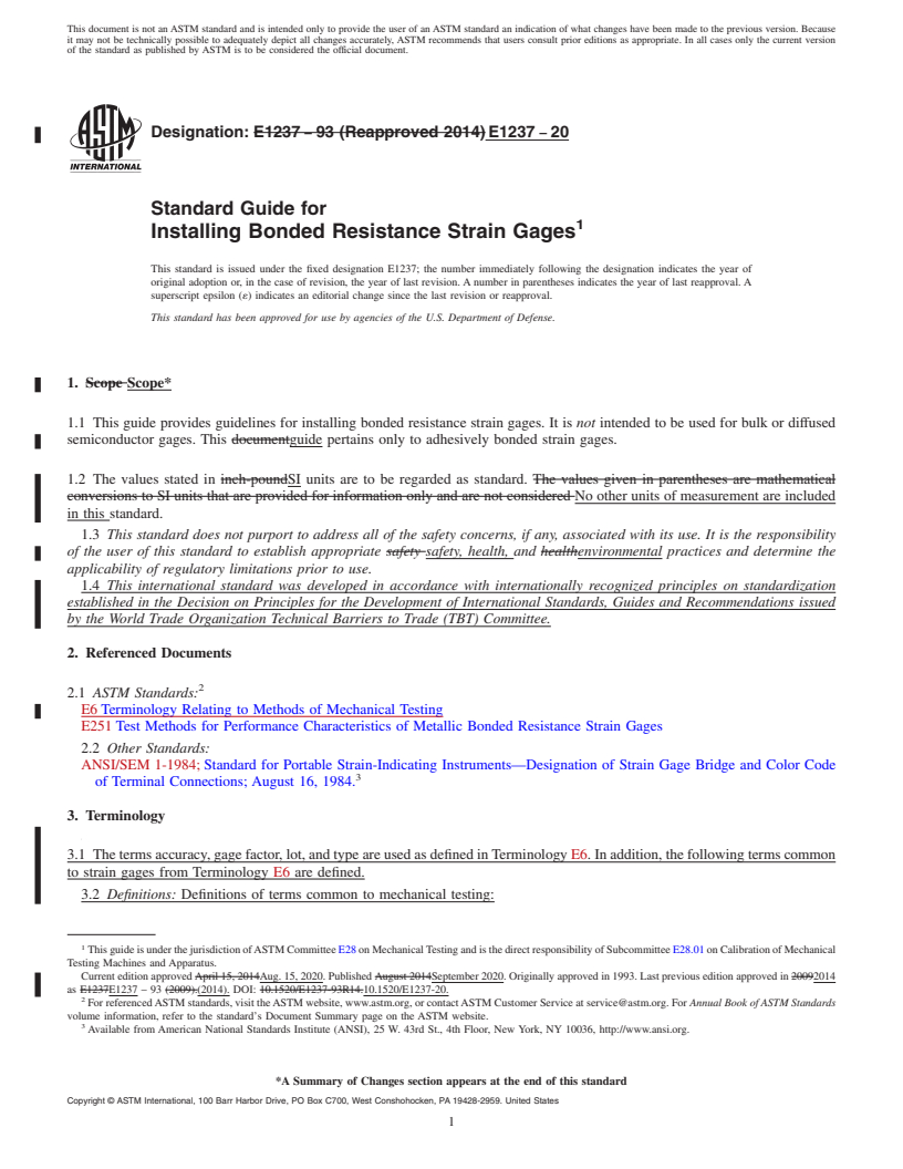 REDLINE ASTM E1237-20 - Standard Guide for  Installing Bonded Resistance Strain Gages
