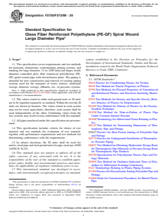 ASTM F2720/F2720M-20 ASTM F2720/F2720M-20 - Standard Specification for Glass Fiber Reinforced Polyethylene (PE-GF) Spiral Wound Large Diameter Pipe - Page 1 preview
