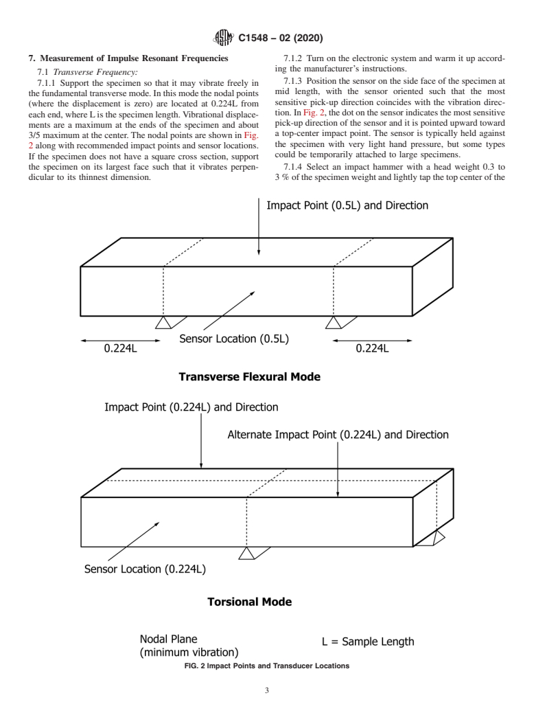 ASTM C1548-02(2020) - Standard Test Method for Dynamic Young&#x2019;s Modulus, Shear Modulus, and Poisson&#x2019;s  Ratio  of Refractory Materials by Impulse Excitation of Vibration