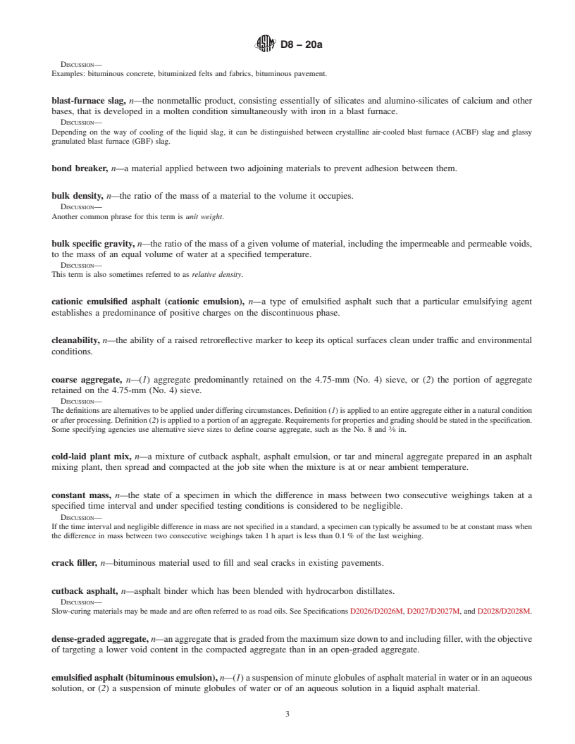 REDLINE ASTM D8-20a - Standard Terminology Relating to Materials for Roads and Pavements