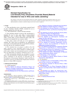 ASTM D8318-20 ASTM D8318-20 - Standard Specification for Low-Density Poly (Vinylidene Fluoride) Based Material Intended for Use in Wire and Cable Jacketing - Page 1 preview
