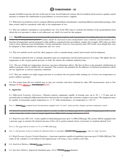 ASTM D5885/D5885M-20 REDLINE ASTM D5885/D5885M-20 - Standard Test Method for Oxidative Induction Time of Polyolefin Geosynthetics by High-Pressure Differential Scanning Calorimetry - Page 3 preview