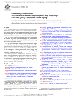ASTM D2680-20 ASTM D2680-20 - Standard Specification for Acrylonitrile-Butadiene-Styrene (ABS) and Poly(Vinyl Chloride) (PVC) Composite Sewer Piping - Page 1 preview