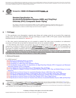 ASTM D2680-20 REDLINE ASTM D2680-20 - Standard Specification for Acrylonitrile-Butadiene-Styrene (ABS) and Poly(Vinyl Chloride) (PVC) Composite Sewer Piping - Page 1 preview