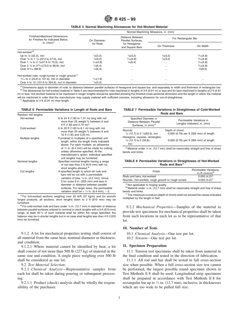 ASTM B425-99 - Standard Specification for Ni-Fe-Cr-Mo-Cu Alloy (UNS N08825 and UNS N08221) Rod and Bar