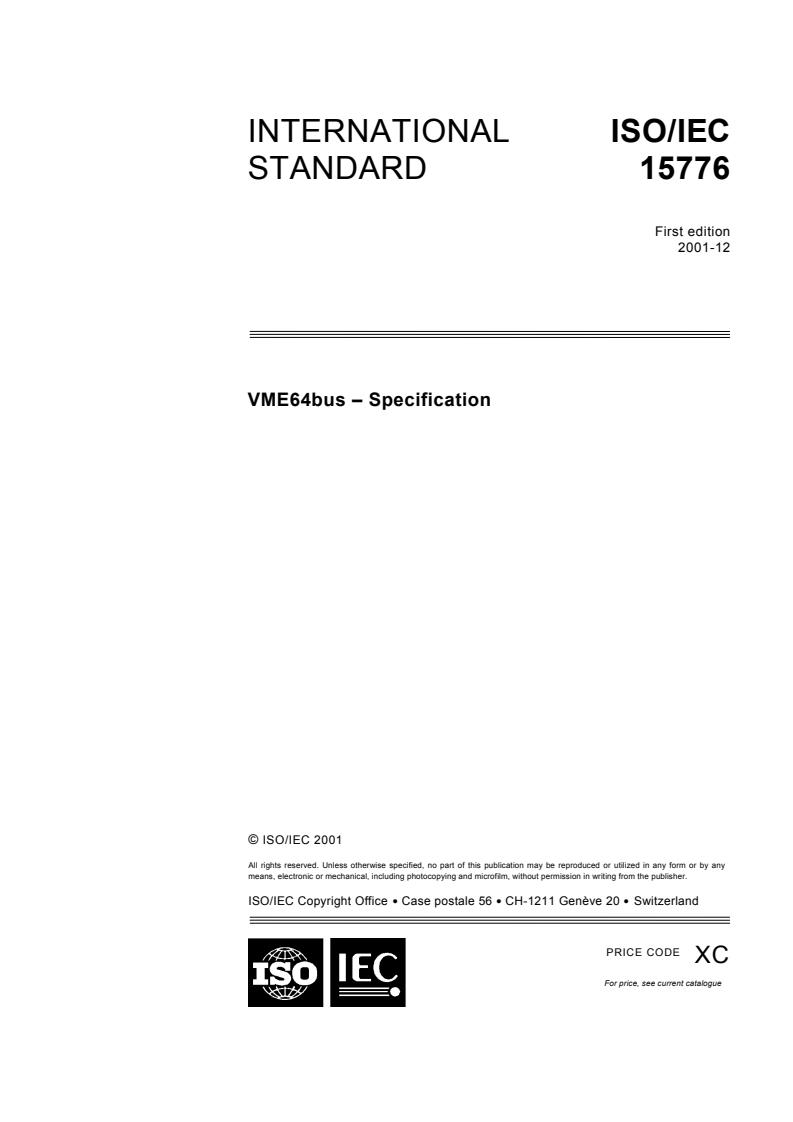 ISO/IEC 15776:2001 - VME64bus - Specification
