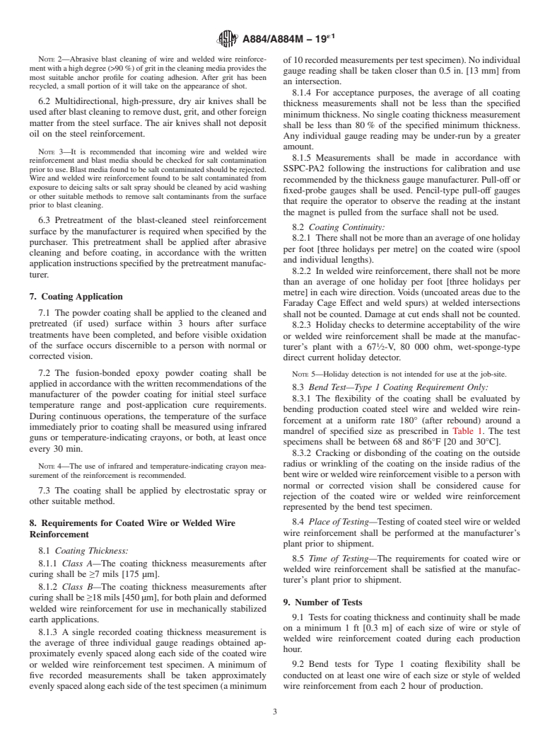 ASTM A884/A884M-19e1 - Standard Specification for  Epoxy-Coated Steel Wire and Welded Wire Reinforcement