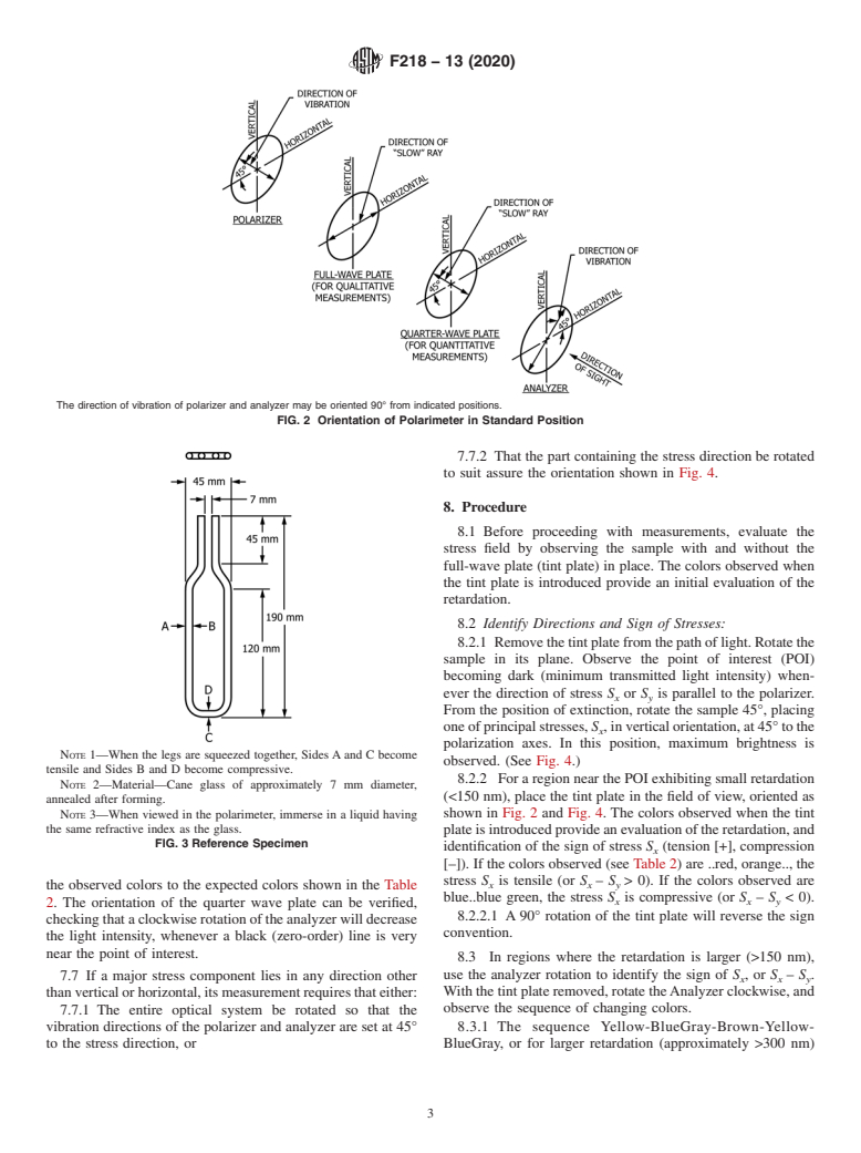 ASTM F218-13(2020) - Standard Test Method for  Measuring Optical Retardation and Analyzing Stress in Glass