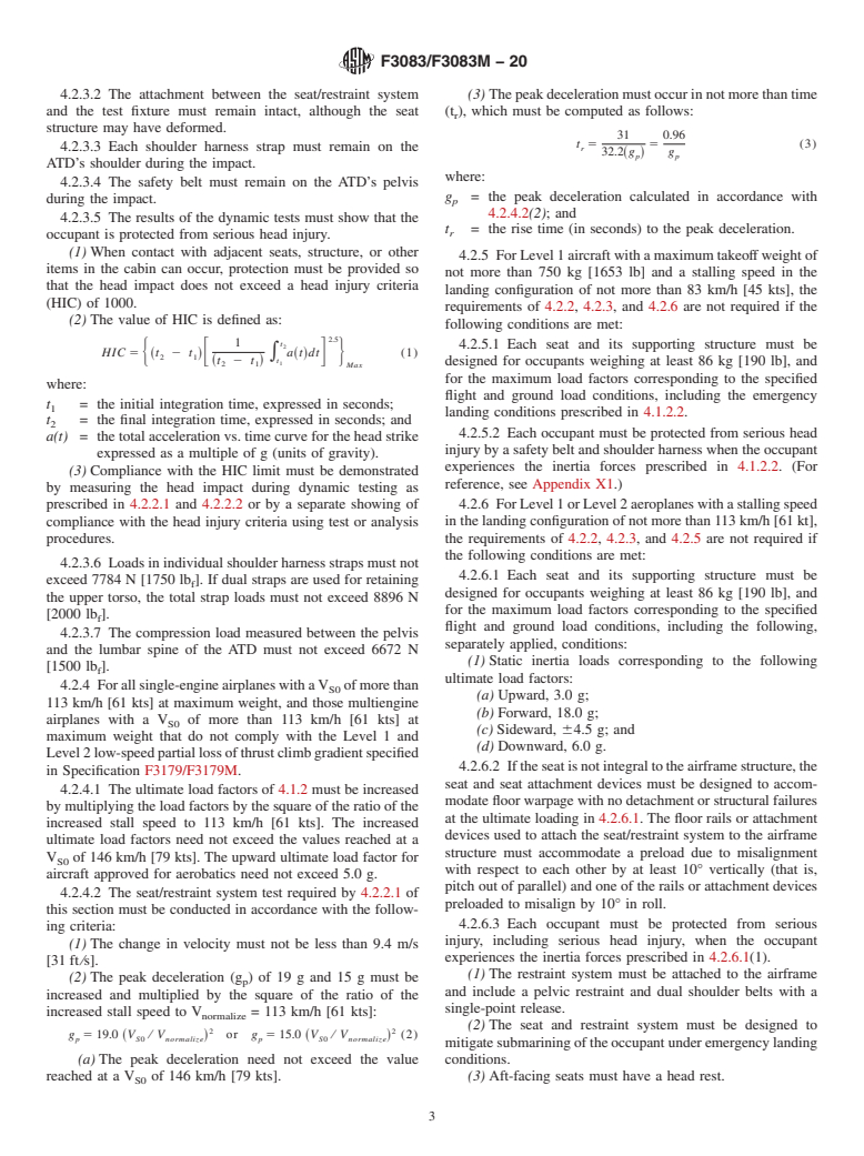 ASTM F3083/F3083M-20 - Standard Specification for Emergency Conditions, Occupant Safety and Accommodations