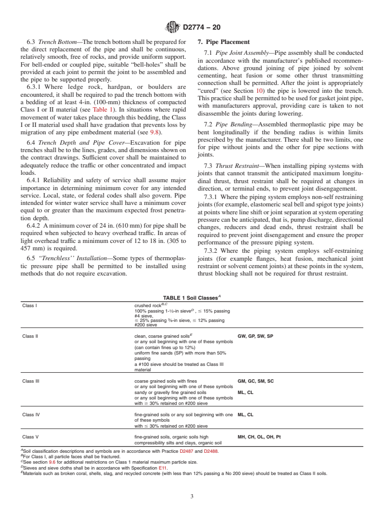 ASTM D2774-20 - Standard Practice for  Underground Installation of Thermoplastic Pressure Piping