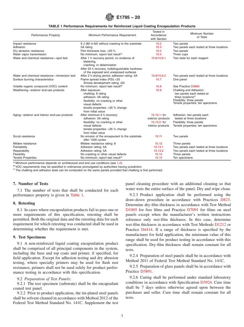 ASTM E1795-20 - Standard Specification for Non-Reinforced Liquid Coating Encapsulation Products for Leaded  Paint in Buildings