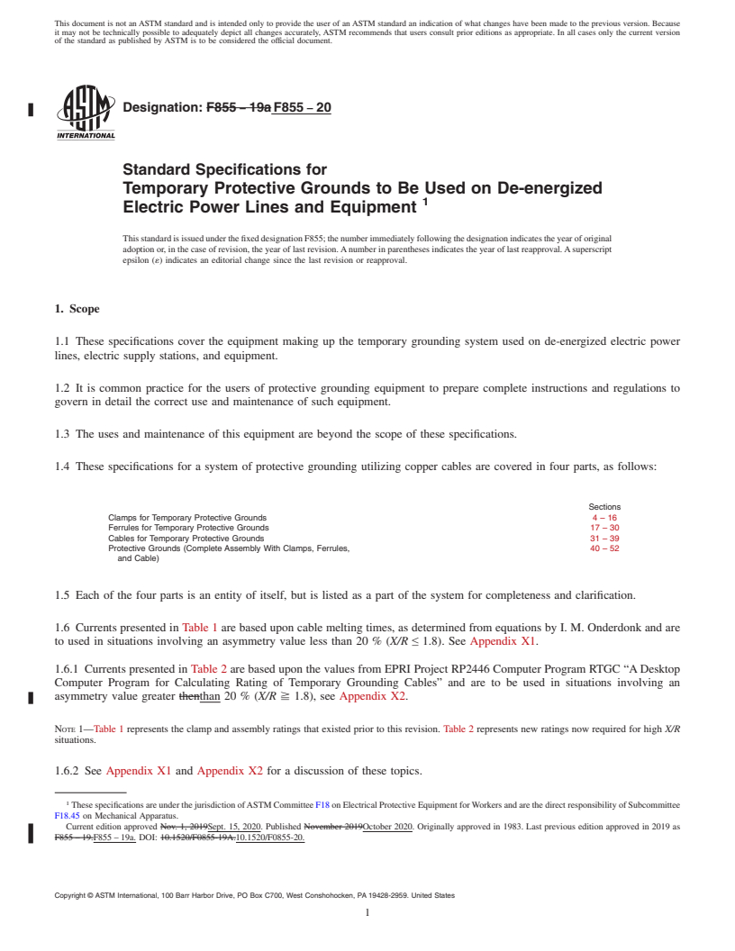 ASTM F855-20 - Standard Specifications for Temporary Protective Grounds ...