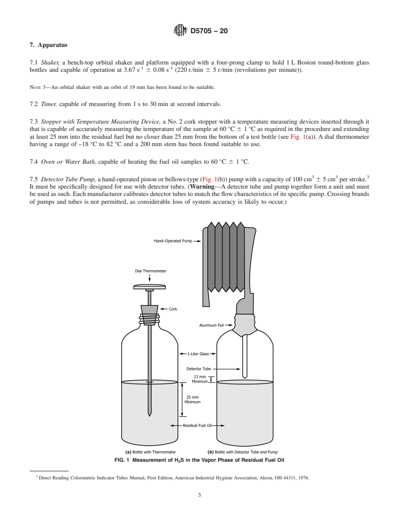 REDLINE ASTM D5705-20 - Standard Test Method for  Measurement of Hydrogen Sulfide in the Vapor Phase Above Residual  Fuel Oils