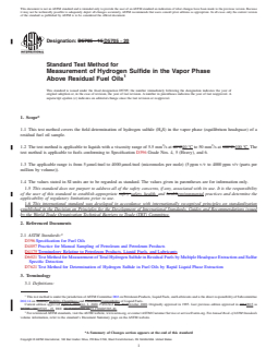 ASTM D5705-20 REDLINE ASTM D5705-20 - Standard Test Method for Measurement of Hydrogen Sulfide in the Vapor Phase Above Residual Fuel Oils - Page 1 preview