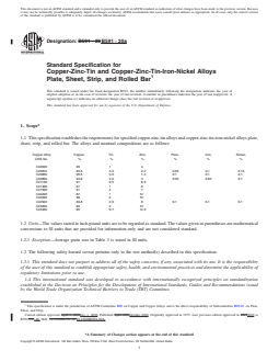 ASTM B591-20a REDLINE ASTM B591-20a - Standard Specification for Copper-Zinc-Tin and Copper-Zinc-Tin-Iron-Nickel Alloys Plate, Sheet, Strip, and Rolled Bar - Page 1 preview