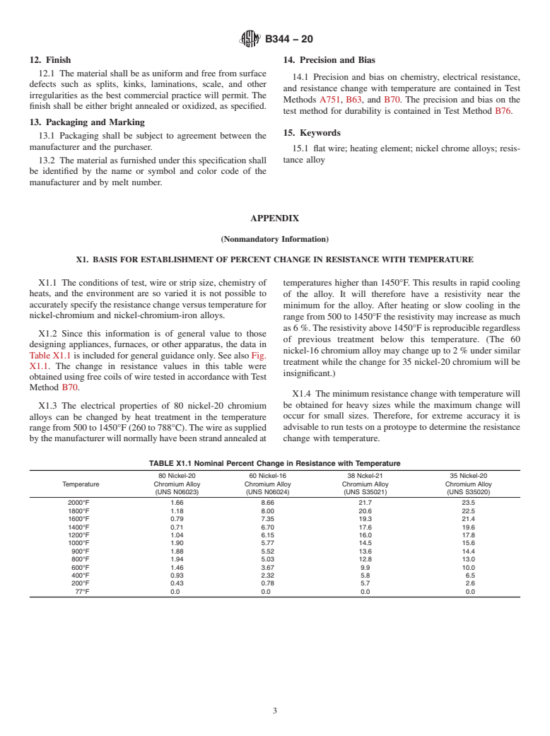 ASTM B344-20 - Standard Specification for Drawn or Rolled Nickel-Chromium and Nickel-Chromium-Iron Alloys  for  Electrical Heating Elements