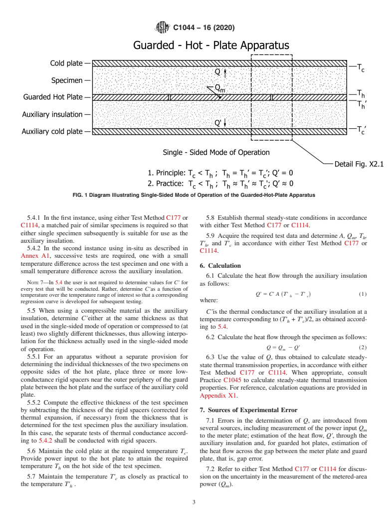 ASTM C1044-16(2020) - Standard Practice for Using a Guarded-Hot-Plate Apparatus or Thin-Heater Apparatus  in the Single-Sided Mode