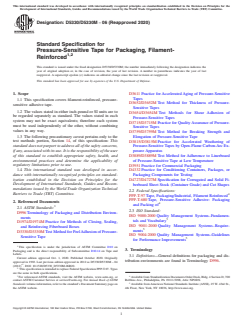 ASTM D5330/D5330M-06(2020) ASTM D5330/D5330M-06(2020) - Standard Specification for Pressure-Sensitive Tape for Packaging, Filament-Reinforced - Page 1 preview