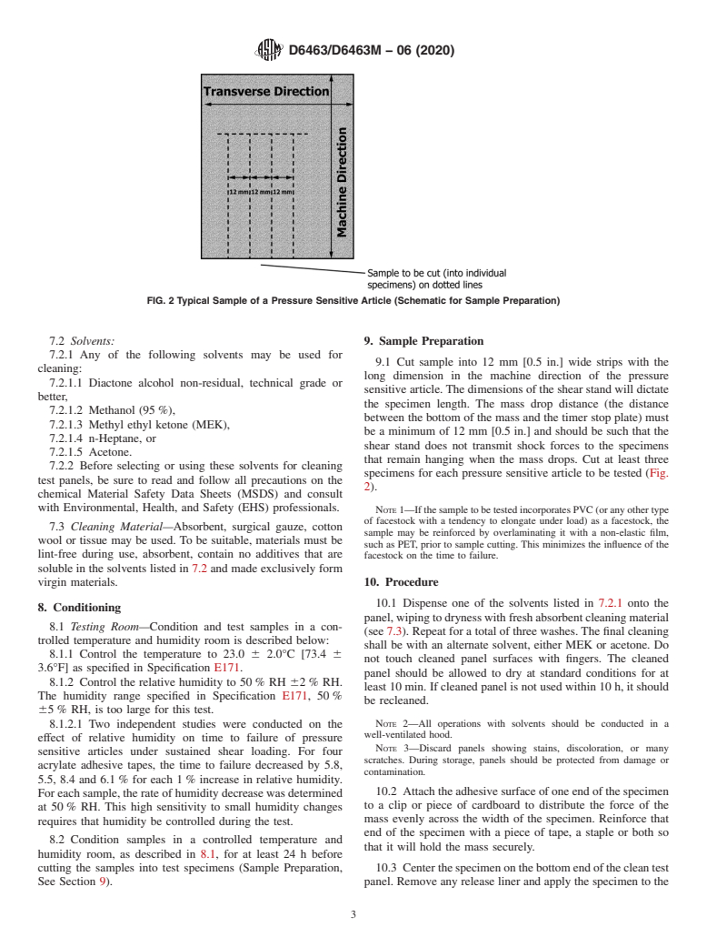 ASTM D6463/D6463M-06(2020) - Standard Test Method for  Time to Failure of Pressure Sensitive Articles Under Sustained  Shear  Loading