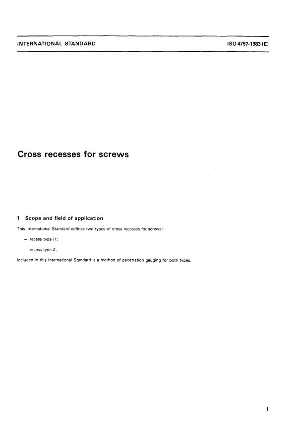 ISO 4757:1983 - Cross recesses for screws